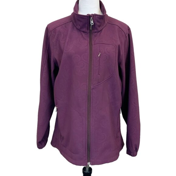 Woolrich Paisley Softshell Fleece Lined Jacket In Burgundy Size 2X Gorpcore - Picture 1 of 9